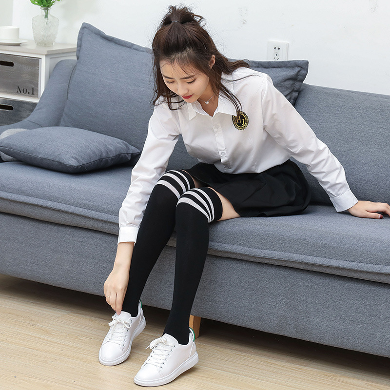 浪莎过膝袜子女长筒学院风浪莎可爱夏薄款学生韩版高筒日系大腿袜