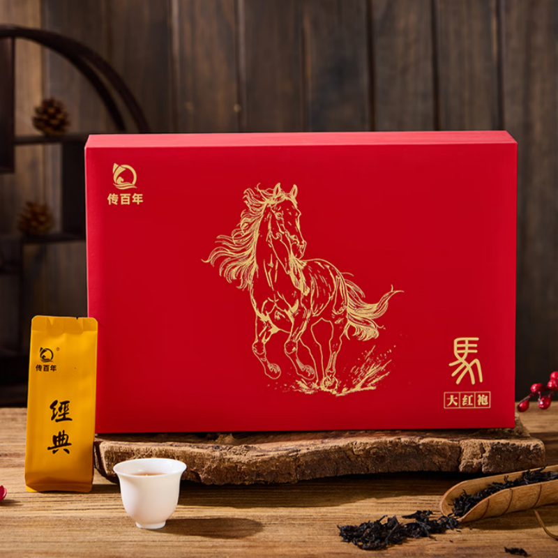 传百年茶叶 经典款生肖系列 生肖马 大红袍 255g/盒(8.5克*30泡)高清大图