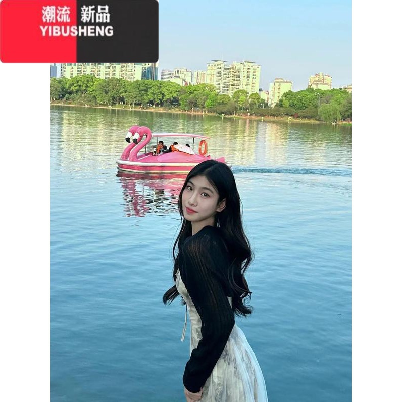 YIBUSHENG法式复古茶歇水墨画网纱连衣裙女季新款韩系小众高腰显瘦吊带裙高清大图