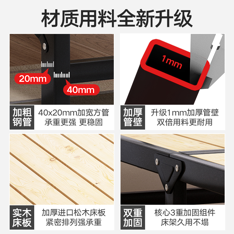 洛港 折叠床单人双人家1.2m办公室午休加固硬板床单身公寓简易床经济型