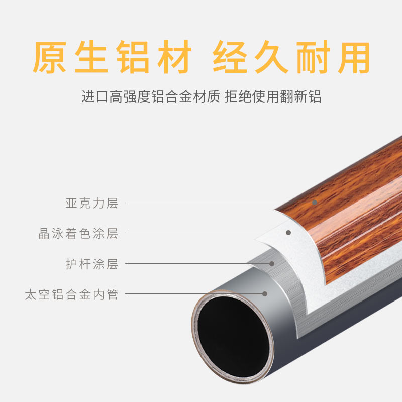 美帮汇仿古木纹窗帘杆罗马杆铝合金窗帘轨道单杆双杆支架配件高清大图