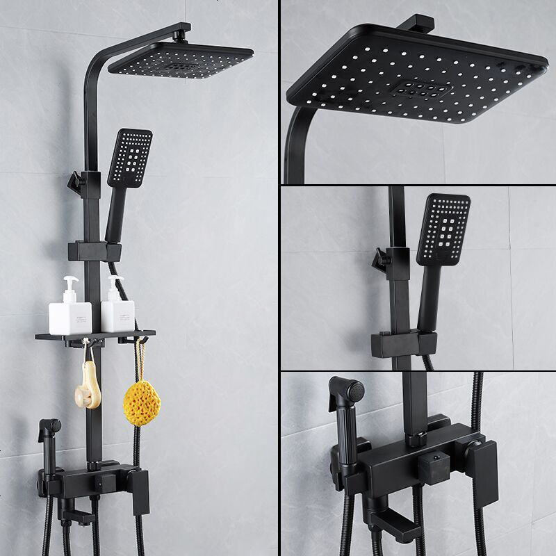 海澳德轻奢北欧式冷热淋浴花洒套装全铜家用黑色金色增压洗澡喷头沐浴