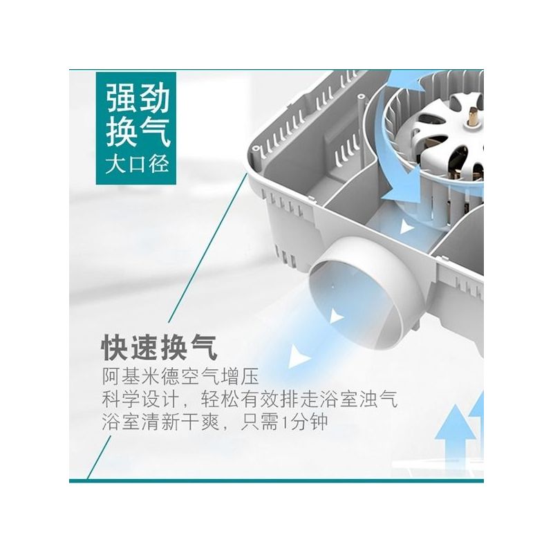 浴霸取暖灯集成吊顶灯挂壁式卫生间洗澡间浴室四灯暖免打孔壁挂式|传统吊顶+LED照明+白泡(带换气)