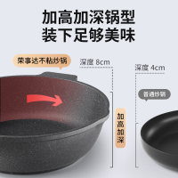 荣事达(Royalstar)24cm火红点麦饭石深煎锅煎炒两用不粘锅家用平底炒菜锅电磁炉燃气通用RA11221301
