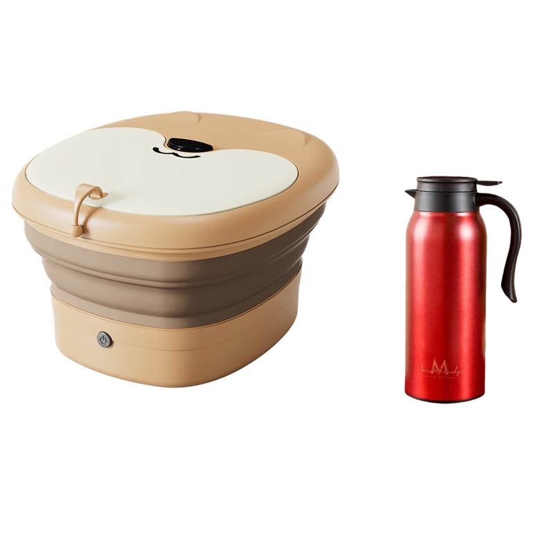 英麦斯厨具居家二合一套装(折叠足浴盆 + 蒂芙妮真空保温水壶1.5L)