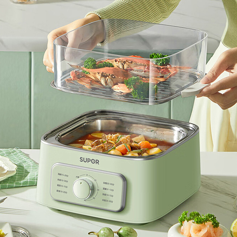 苏泊尔电蒸锅9.3L大容量不锈钢蒸片蒸煮多功能ZN23FK930高清大图