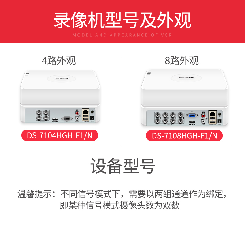 海康威视DS-7104HGH-F1/N 4路高清同轴XVR硬盘录像机家用监控主机