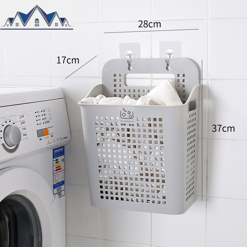 脏衣篮塑料洗衣篓放衣物脏衣服的收纳筐家用装衣娄桶篮子篓子 三维工匠收纳篮 壁挂式--灰色（1个装）