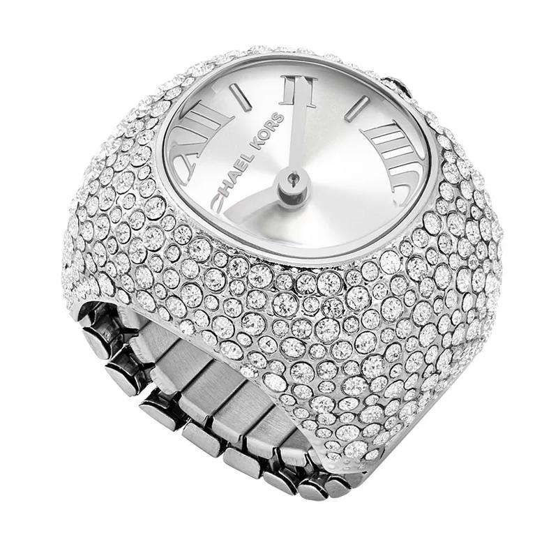 Michael Kors 女士银色不锈钢双环防水石英腕表两用手镯手表高清大图