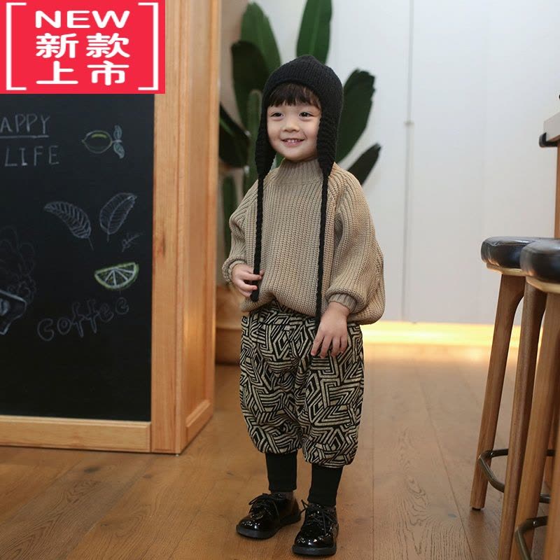 可莉允砚台家韩版儿童毛衣男女童半高领粗针宝宝套头2022秋冬新款加厚潮图片
