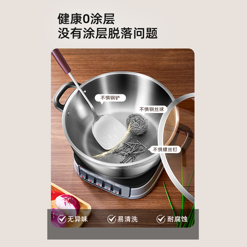 荣事达(Royalstar)电炒锅 家用不锈钢多功能电热锅炒锅多用途锅 电蒸锅RDG-ZH32GB6-316单笼高清大图