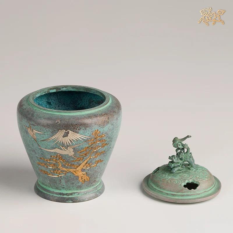 美帮汇全铜摆件《高冈铜器之鶴彫金(大)》铜工艺品 香炉高清大图