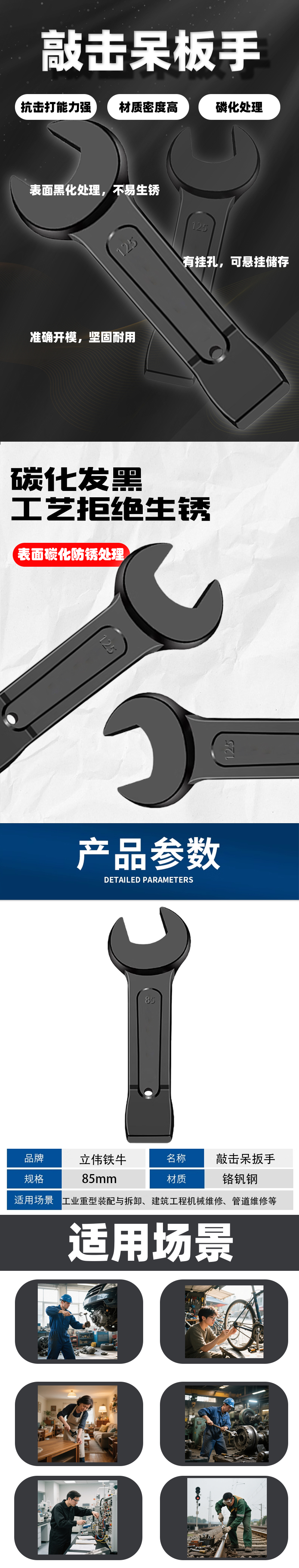 立伟铁牛敲击呆扳手85mm/把高清大图