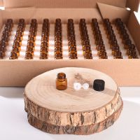 精油瓶空瓶1/2/3ML高档茶色玻璃礼盒装小样瓶精油分装瓶100支盒装 [1ML配子母塞]送256大贴纸