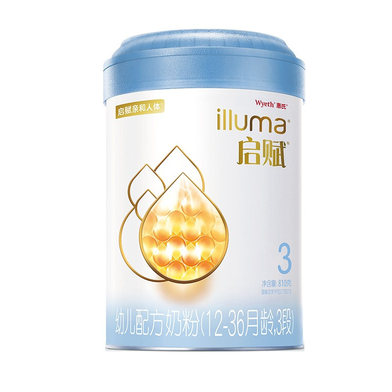 轻微瘪罐]惠氏蓝钻启赋幼儿配方奶粉3段(12-36个月)810g* 1罐装 爱尔兰原装进口