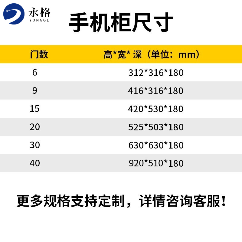 永格手机柜亚克力透明手机存放保管柜简易寄存柜带锁收纳箱单门尺寸100*100*180六门存放柜高清大图