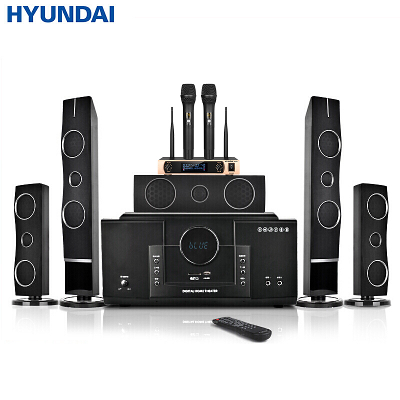 现代 HYUNDAI 家庭影院音响组合KTV套装 模拟5.1音响设备客厅电视家用壁挂落地音箱 H3+麦克风N-02S