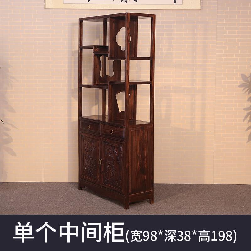 森美人仿古实木中式陈列书架书橱隔断办公室榆木书架三组合书柜古典家具高清大图