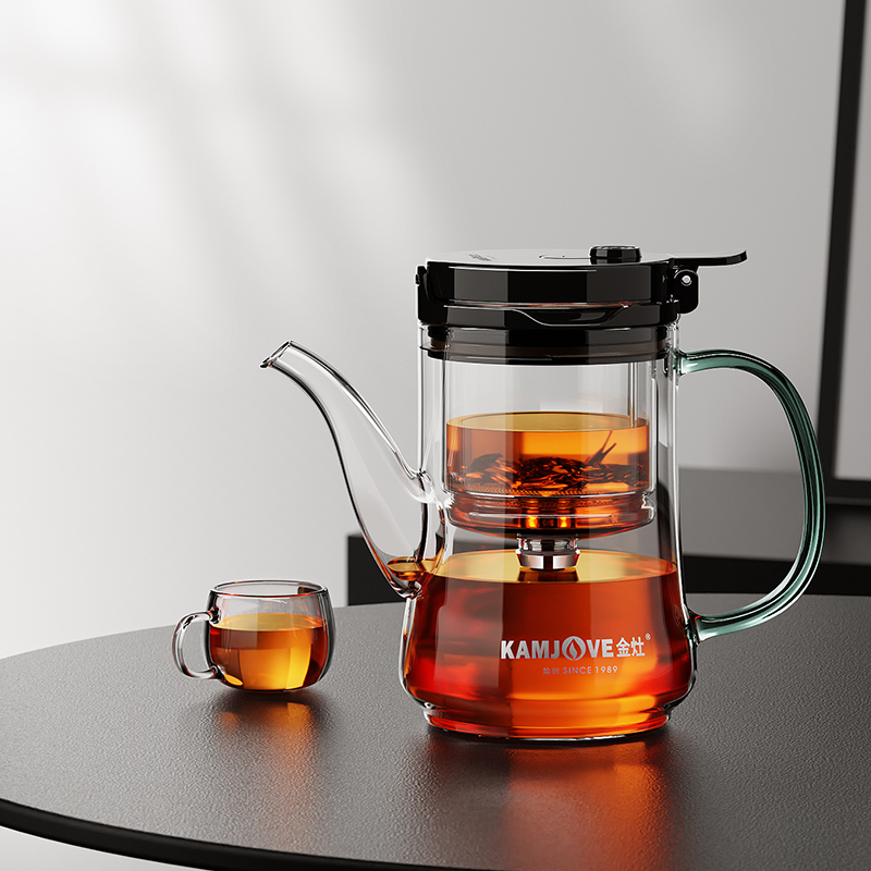 金灶tp-902飘逸杯全玻璃内胆按压式茶水分离泡茶壶办公室泡茶神器
