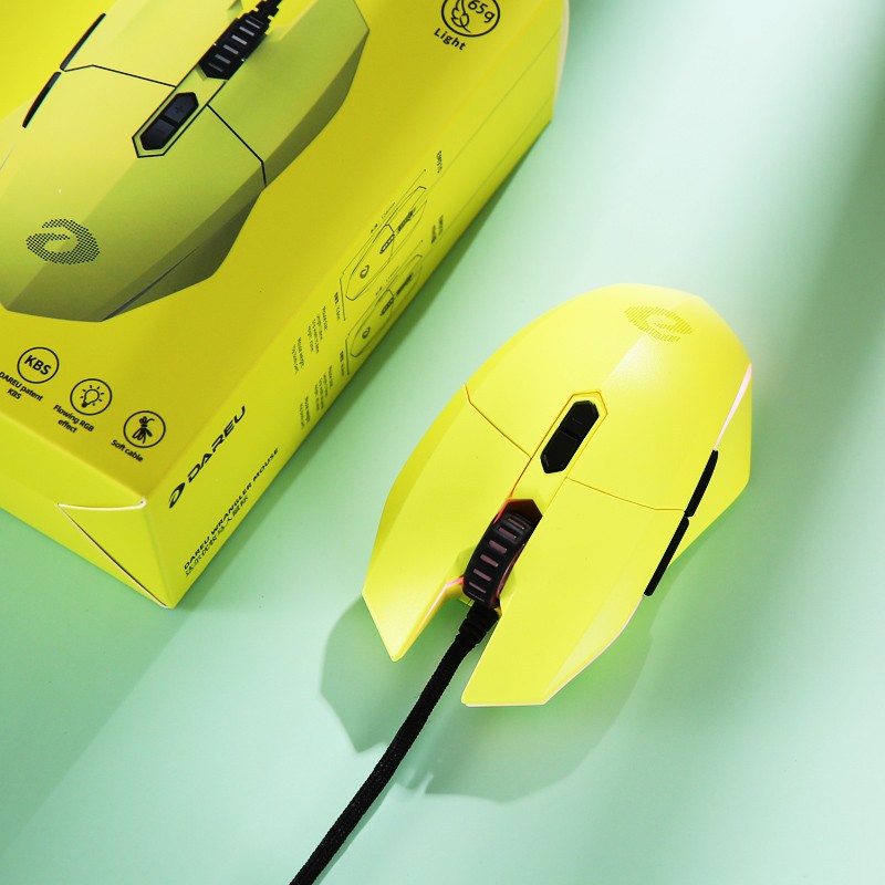 达尔优EM910 牧马人鼠标KBS轻量化电竞游戏有线鼠RGB灯光CF吃鸡LOL支持宏EM910轻量化[荧光绿 迷你版]高清大图