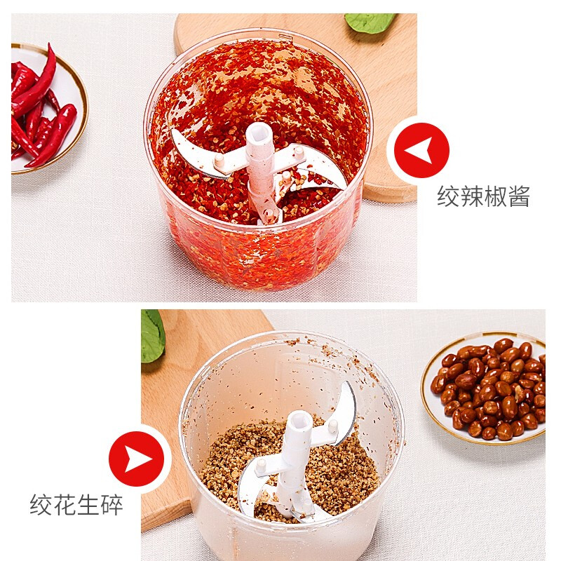 九阳(Joyoung)蒜泥器 家用拉蒜器捣蒜器多功能料理机搅切菜器碎辣椒神器 S0332 340mL 白色 单套装高清大图