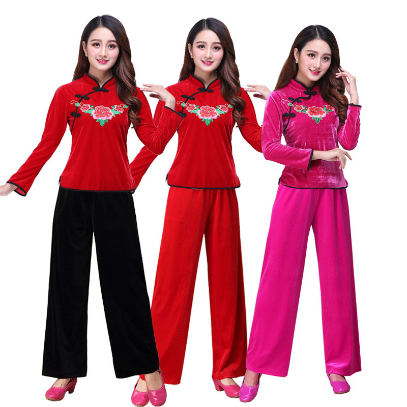 新款中国风秧歌服中老年人广场舞服装长袖舞蹈服套装女舞蹈演出服