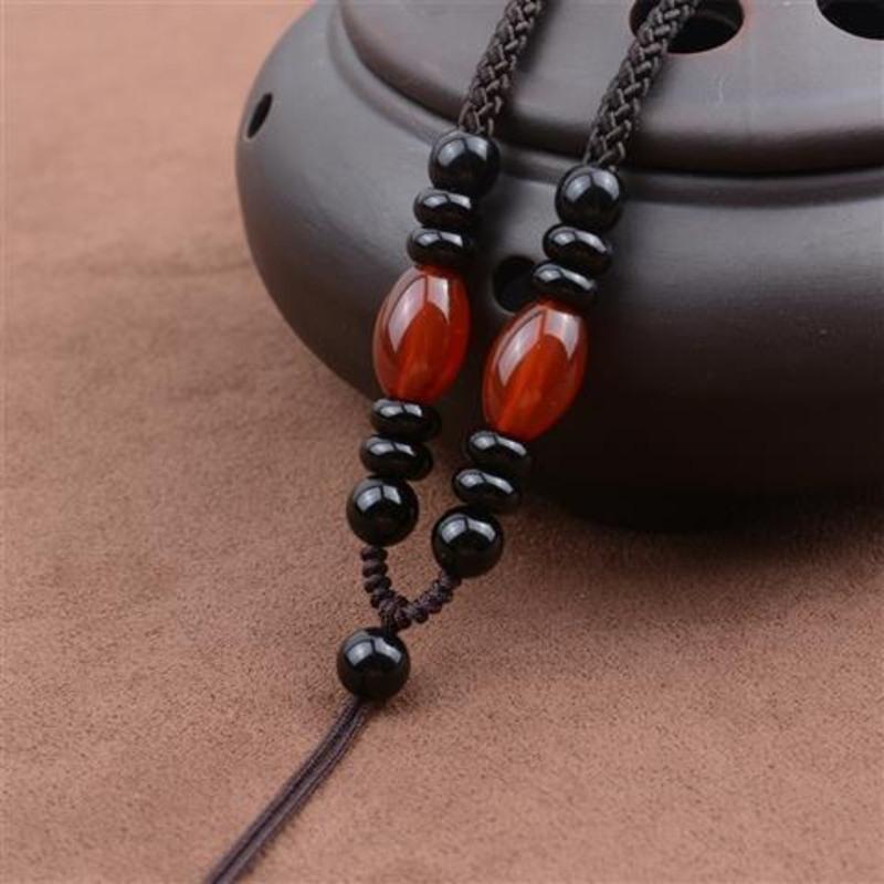 咖啡色天然红玛瑙玛瑙手工编织项链绳挂件绳子玉坠玉佩玉牌吊坠挂绳