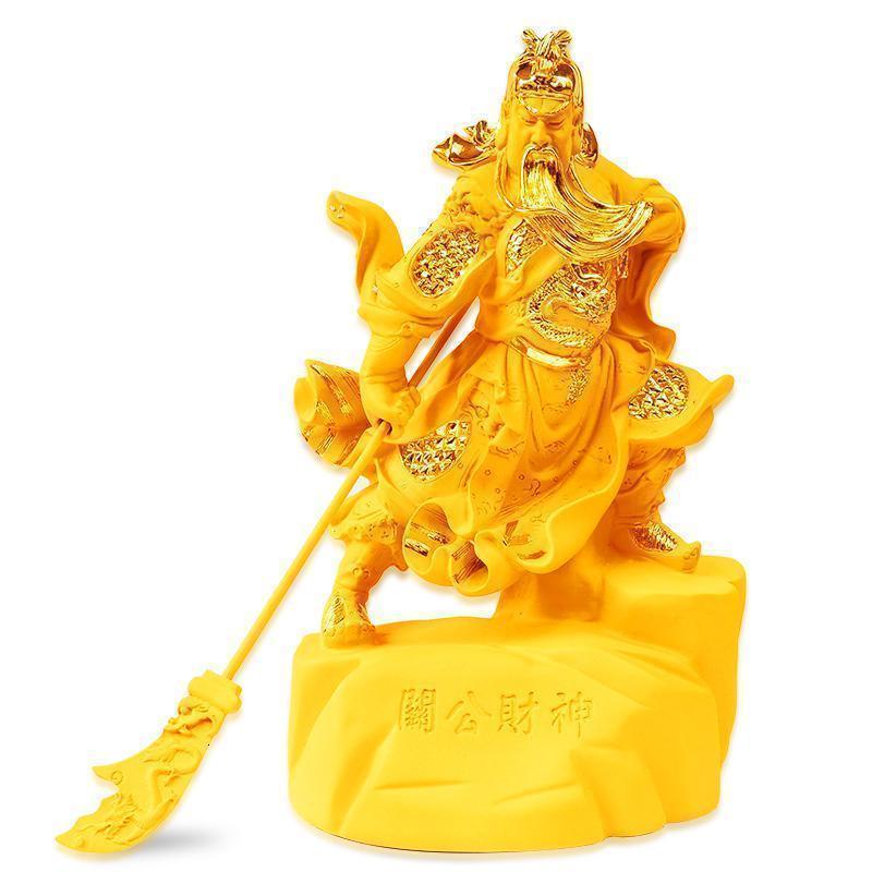 沙金关公摆件大号武财神爷佛像关二爷玄关摆件开业送礼_462_460