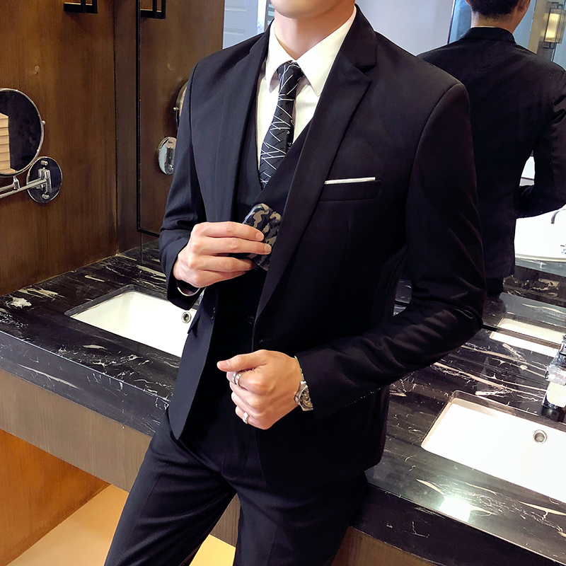 男士西服套装三件套中青年韩版新郎结婚正装单西外套修身小西装男
