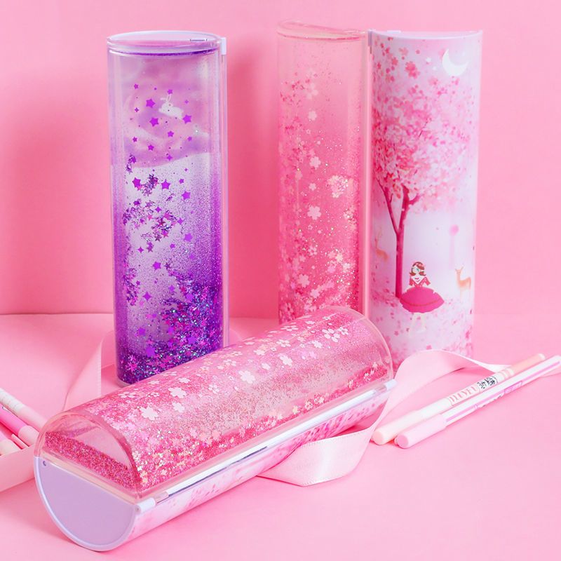 流沙网红笔袋女生孩笔袋学生学霸文具盒铅笔盒多功能网红笔盒袋