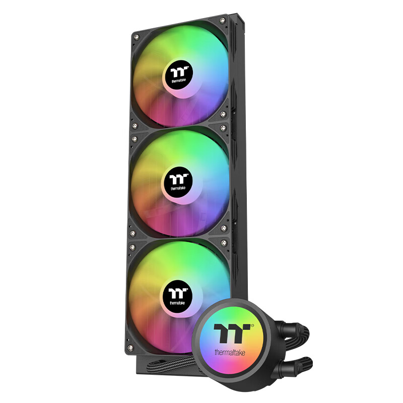 TT枭龙360 一体式CPU水冷散热器 黑色(ARGB风扇/360冷排/支持LGA1700)台式电脑CPU散热器高清大图
