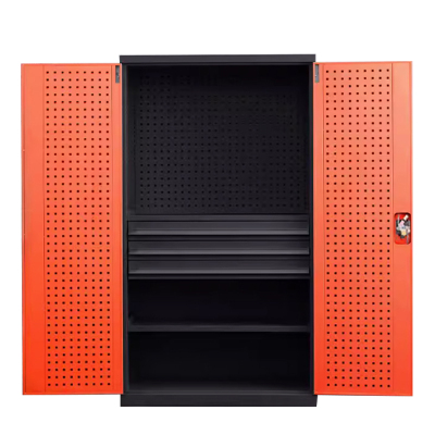 豪利特重型工具柜加厚物件工具储物柜工厂铁皮柜汽修厂零件收纳柜橘色三层三抽带挂板