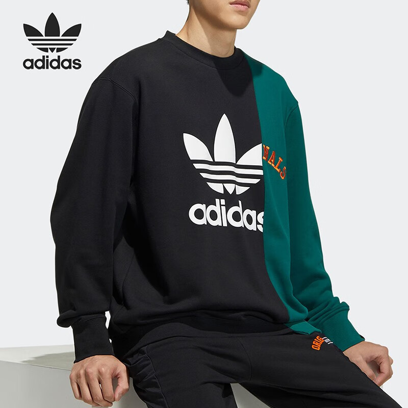 阿迪达斯(adidas)三叶草新款男装运动宽松舒适卫衣圆领套头衫HC0379