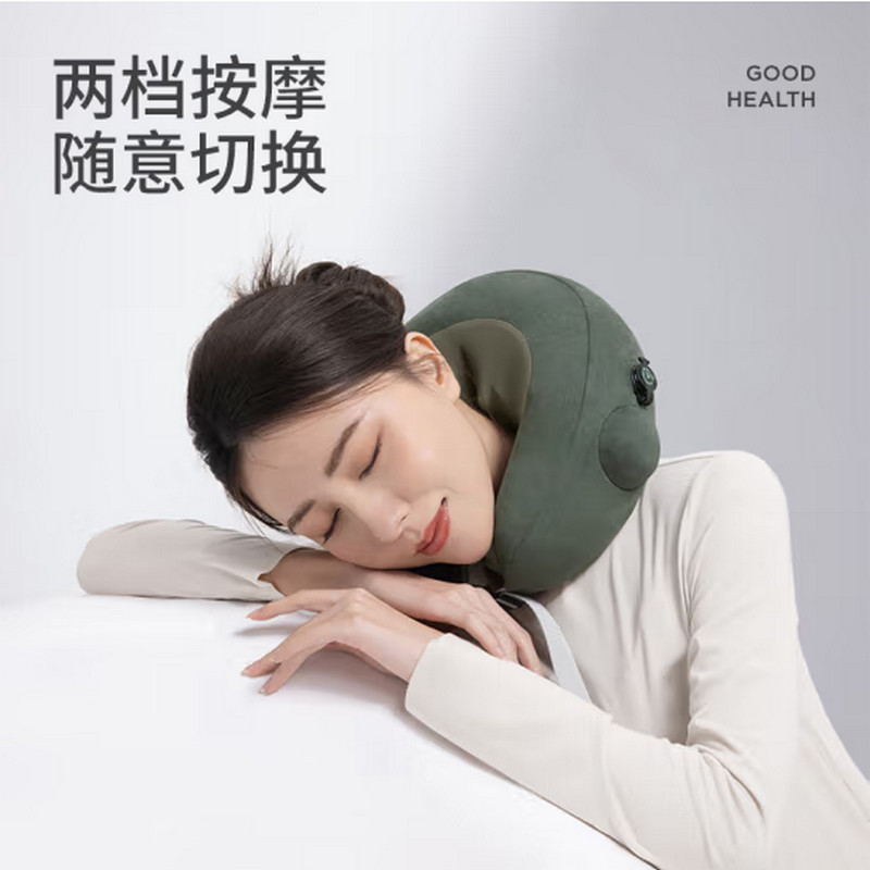 左点(ZDEER)颈部按摩器 肩部按摩仪扭捏脖子腰背部多功能家用充气护颈枕 U型颈部按摩枕高清大图