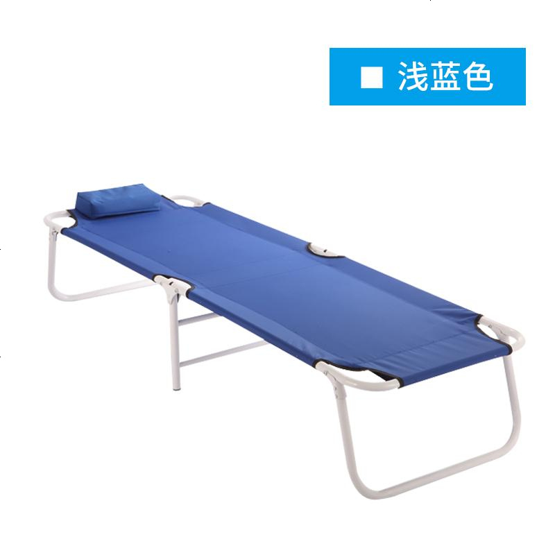 简易折叠床单人床家用躺椅午休床折叠椅成人午睡床陪护便携行军床 浅蓝色加防尘罩 双层