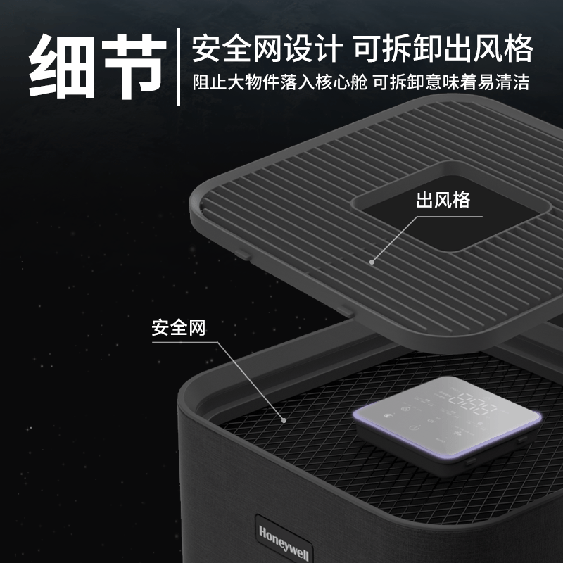 霍尼韦尔(honeywell)空气消毒机过滤过敏原除甲醛可拆卸h-max空间舱空气净化器 KJ1000F-P22B高清大图