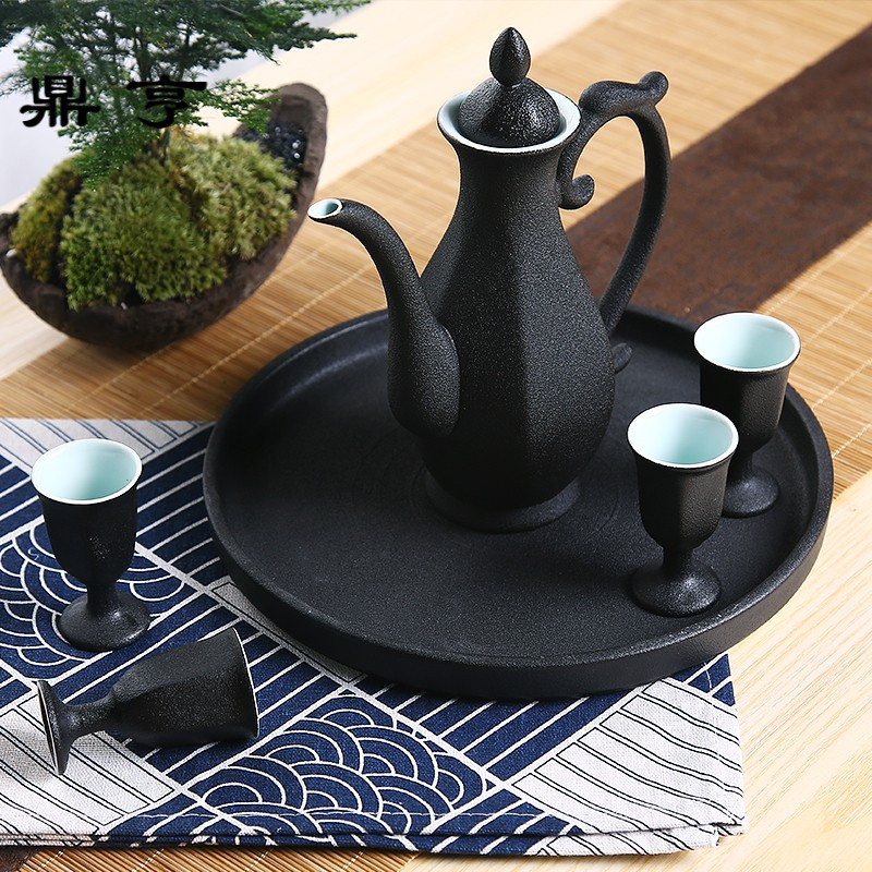 鼎亨陶瓷酒盘 果盘托盘圆形 茶盘 酒具套装瓷盘 酒具9寸托盘