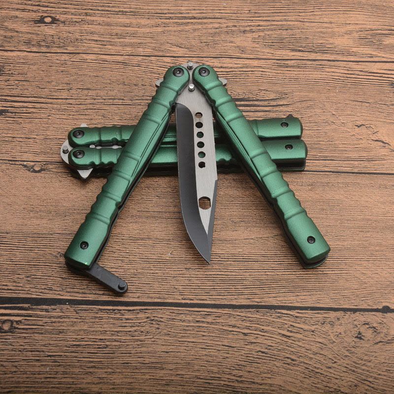 户外野营蝴蝶刀训练刀 蝴蝶训练工具 户外工具 蝴蝶甩刀 多功能折叠刀 便携防卫刀甩出刀折刀图片