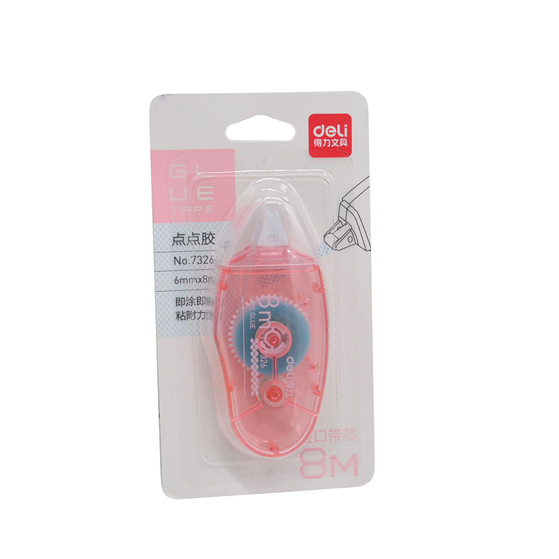 得力 7326 点点胶 DIY手账 点状双面胶 透明修正带式固体胶水 6mm×8M可换替芯点点胶 颜色随机 一个