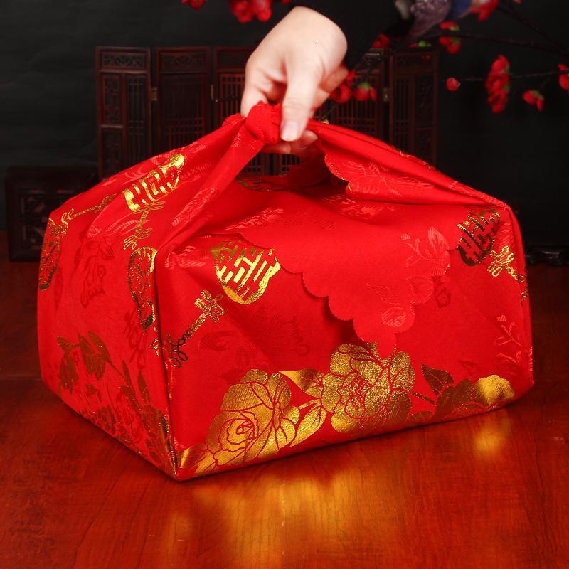 新人婚庆道具结婚用品喜宴包裹红布大号刺绣包袱喜盆布