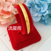 仿黄金越南沙金手镯女久不掉色经典光面24K铜镀金首饰结婚金镯子 流星雨