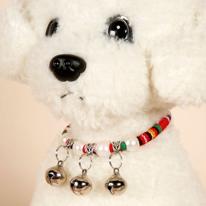 红色3个铃铛猫咪专用狗铃铛项圈民族风泰迪狗用品雪纳瑞中小型大型犬