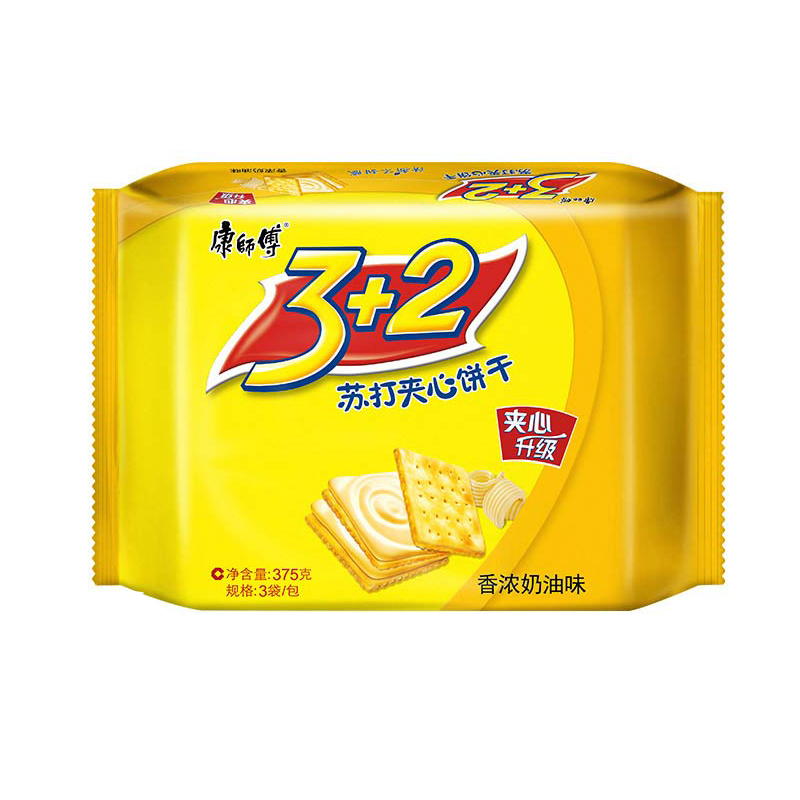 康师傅 3+2苏打夹心饼干 香浓奶油味375g