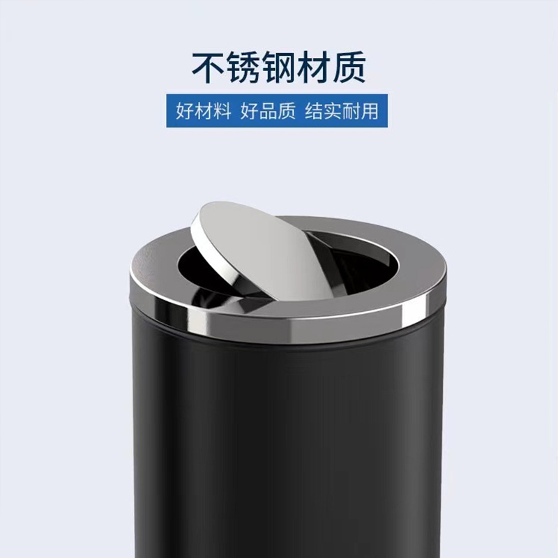 港式垃圾桶不锈钢大容量万达商场酒店大堂立式烟灰桶洗手间手纸桶 砂钢直投小号高清大图