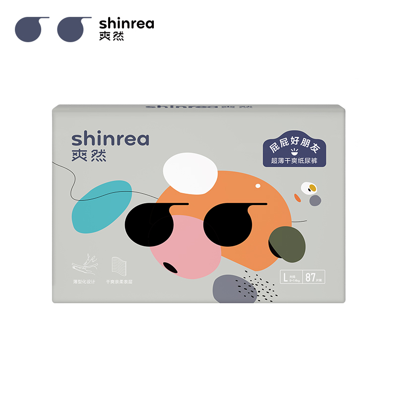 爽然(shinrea)屁屁好朋友超薄干爽纸尿裤/尿不湿 L87片 婴儿宝宝尿不湿