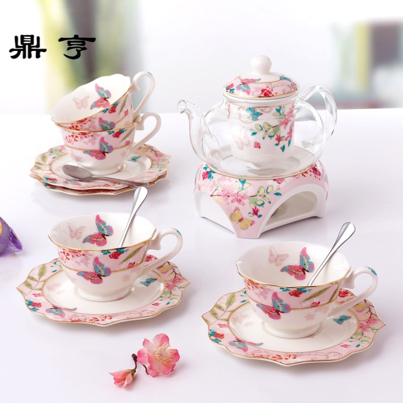 鼎亨花果茶壶泡茶加热壶耐热玻璃水果茶壶套装花茶具英式下午茶
