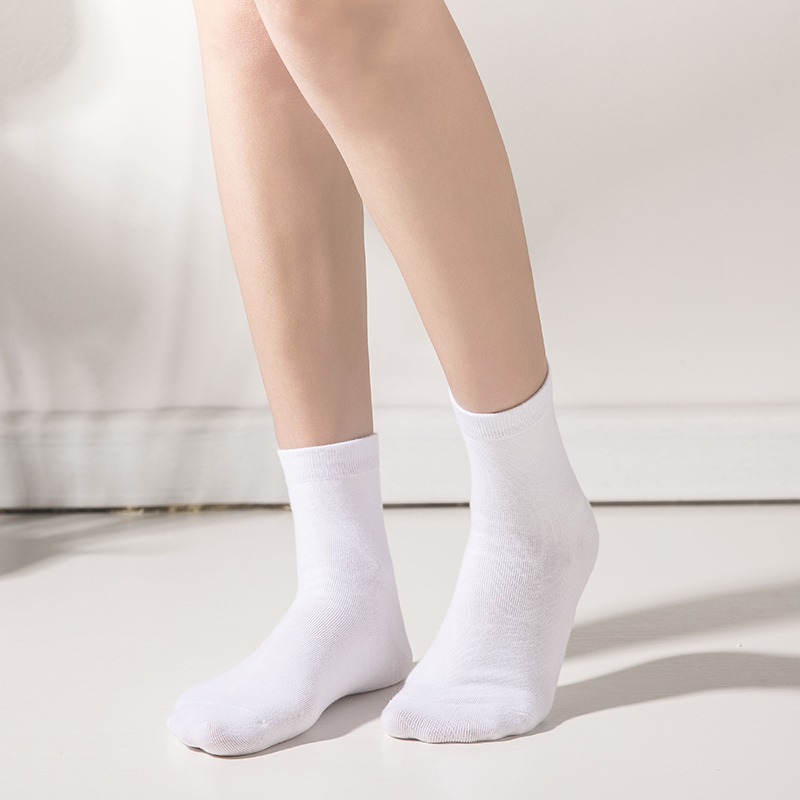 盛世尼曼袜子女中筒白色棉秋季女士白色袜子韩版学院风女袜潮秋冬款