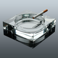 桃下 水晶玻璃烟灰缸 玻璃烟灰缸办 透明10厘米(小号)