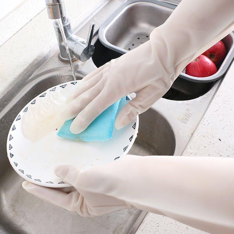 洗碗手套女加绒加厚防水耐用型厨房家务洗衣服神器丁腈橡胶皮冬季