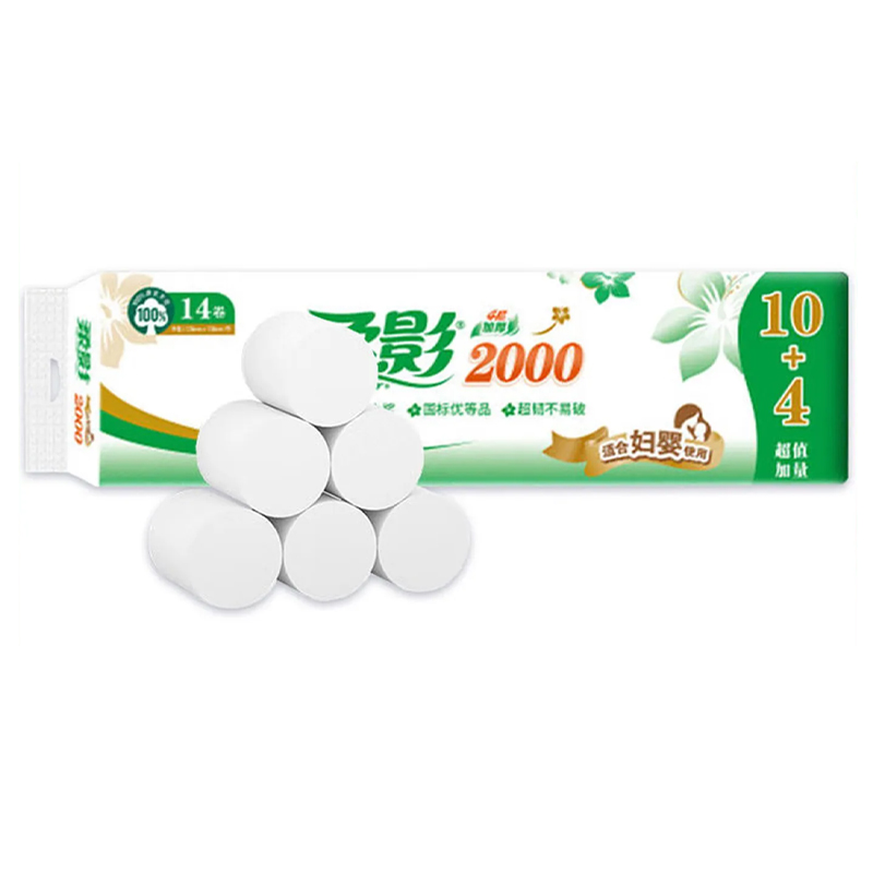 心相印柔影2000g无芯卷纸171mm*138mm*4层14卷RW1214 6提/件